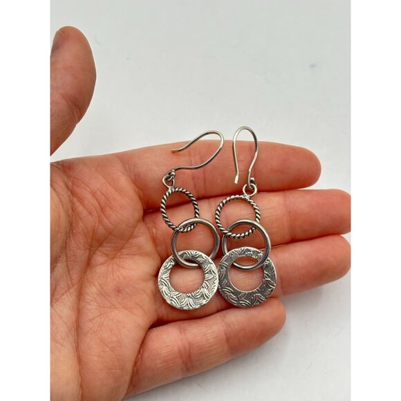 Silpada Oxidized 925 Sterling Silver Earrings On French - Picture 2 of 3